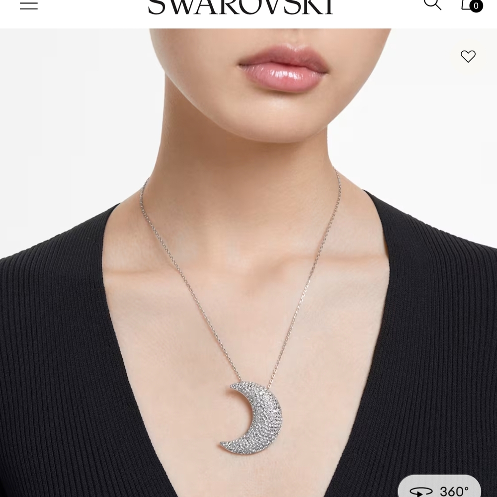 Swarovski Silver Crescent Necklace